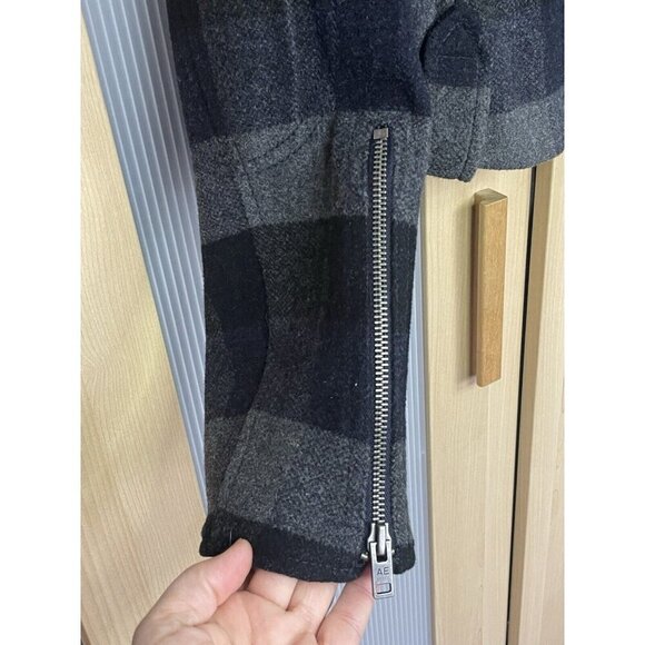American Eagle Outfitters Women Wool Plaid Jacket Moto Coat Preppy Sz L Casual - Picture 2 of 4